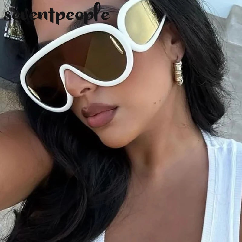 Trendy Wave Mask Sunglasses Women New Fashion Oversized Oval - Frimunt Clothing Co.