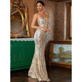 Missord Spaghetti Strap Sequin Cocktail Evening Dresses Summer V-neck Split Mermaid Backless Gold/Silver Party Prom Gown - Frimunt Clothing Co.