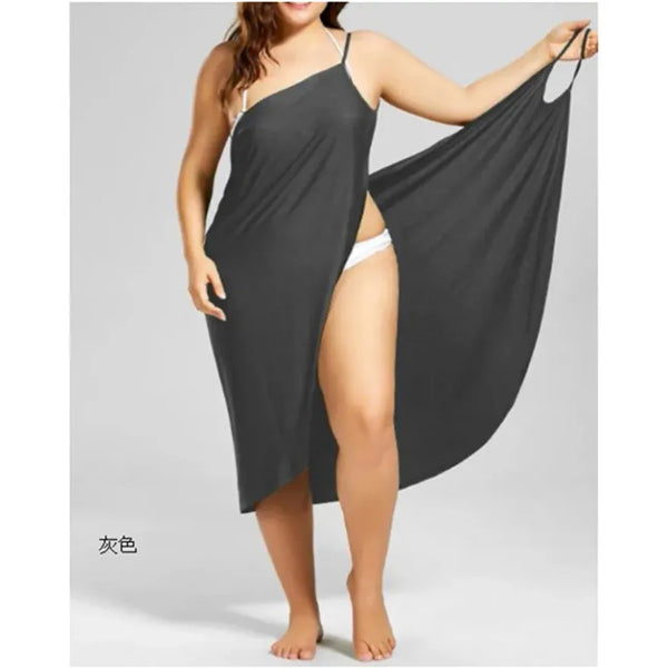 Women's Summer Beach Solid Color Wrap Dress Sun Protection Bikini Cover Up - Frimunt Clothing Co.