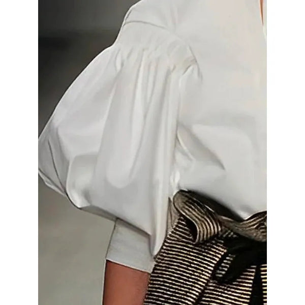 Women's Cotton Blouse Buttoned Loose Fit Shirt Top - Frimunt Clothing Co.