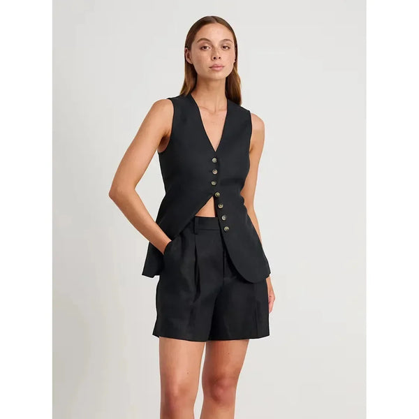 Women's Cotton Linen Chic Vest Shorts Set - Frimunt Clothing Co.