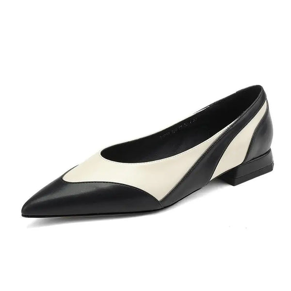 Women's Duo Tone Pointed Toe Leather Slip On Shoes