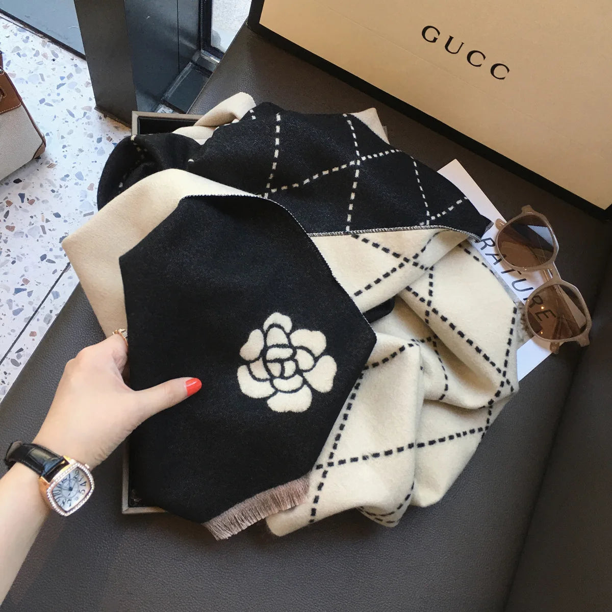 Women's Fashion Luxury Shawl Scarf Printed Flower Warm Cashmere - Frimunt Clothing Co.