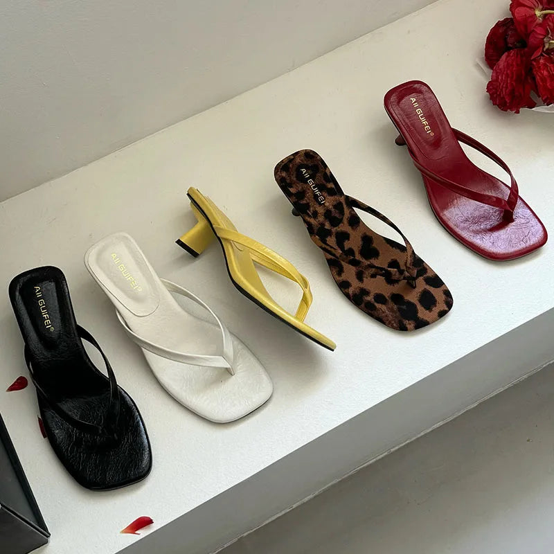 Women's 4CM Heels Thong Sandals Summer Casual