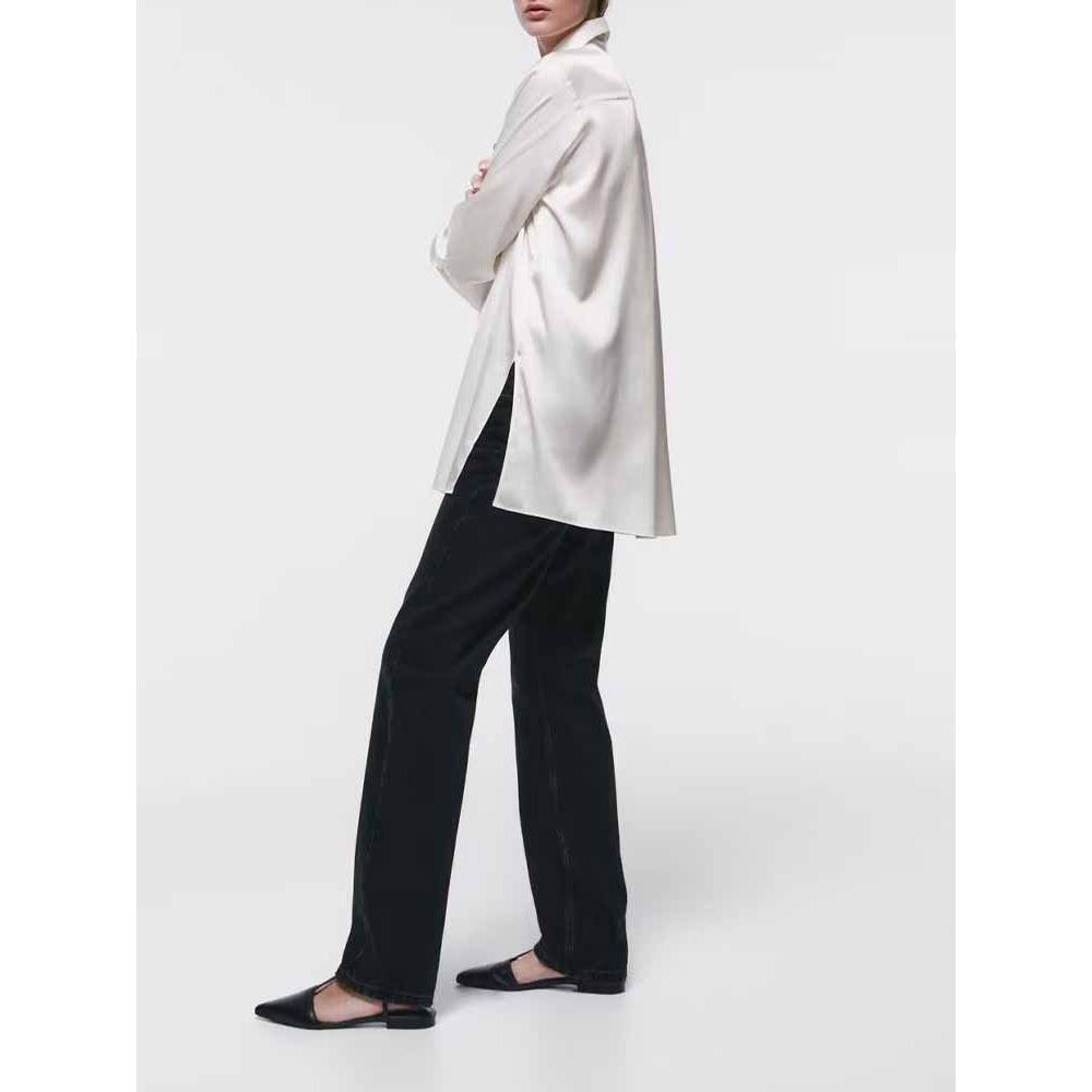 Women 2023 New Fashion Satin Casual Loose Long Sleeve Button-up Chic Shirts - Frimunt Clothing Co.