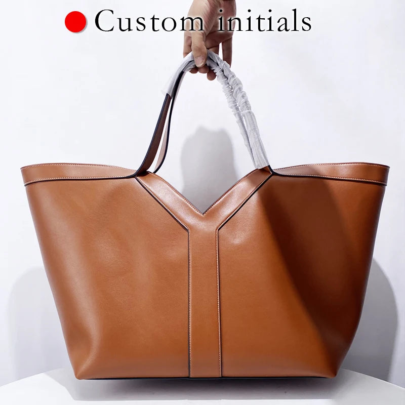 Oversize Leather Tote Bags For Women Luxury Designer Inspired Handbag Free Custom Initials