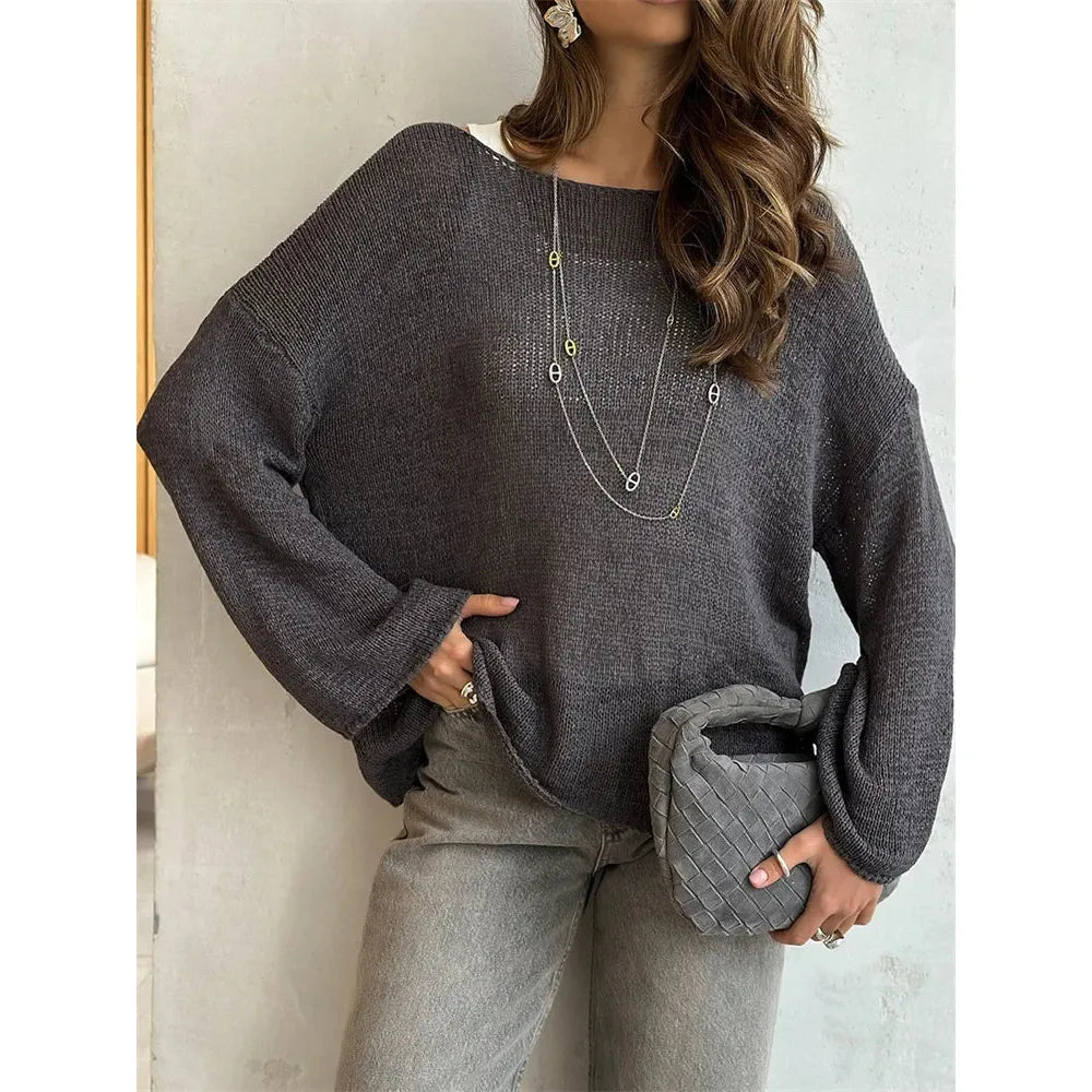 Long Sleeve Spring Knit Loose Pullover Sweater - Frimunt Clothing Co.