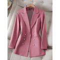 Long Sleeve Women's Blazer Solid Colors Doble Breasted Jacket - Frimunt Clothing Co.