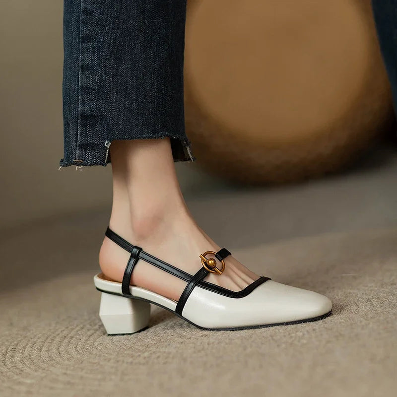 Women's Summer Elegant Duo Tone Mary Jane Shoes - Frimunt Clothing Co.