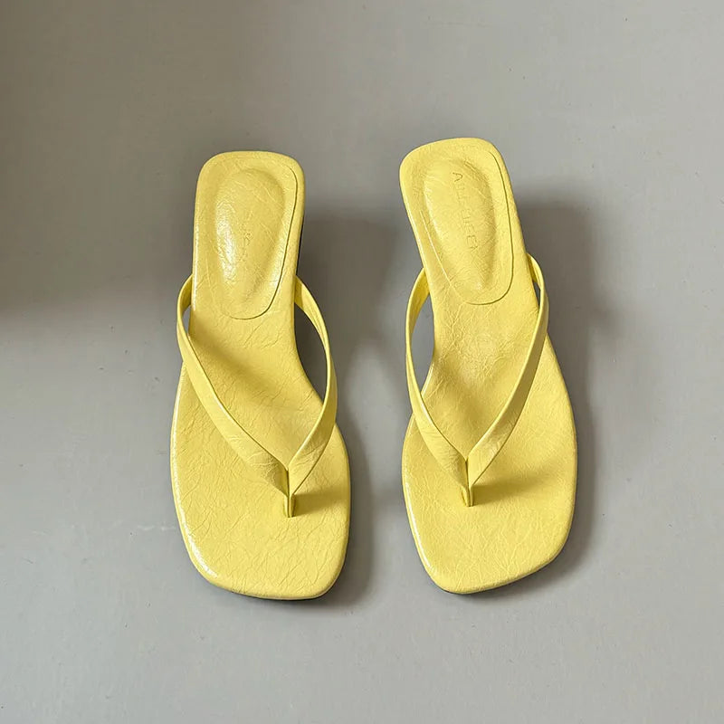 Women's 4CM Heels Thong Sandals Summer Casual
