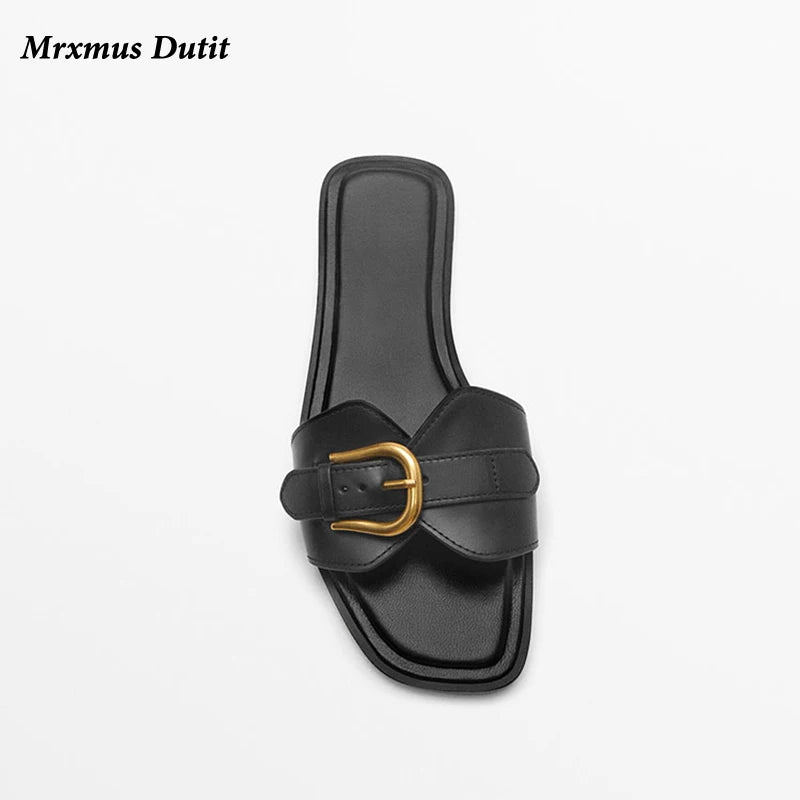 Spring Summer Women's Genuine Leather Flat Belt Sandals - Frimunt Clothing Co.