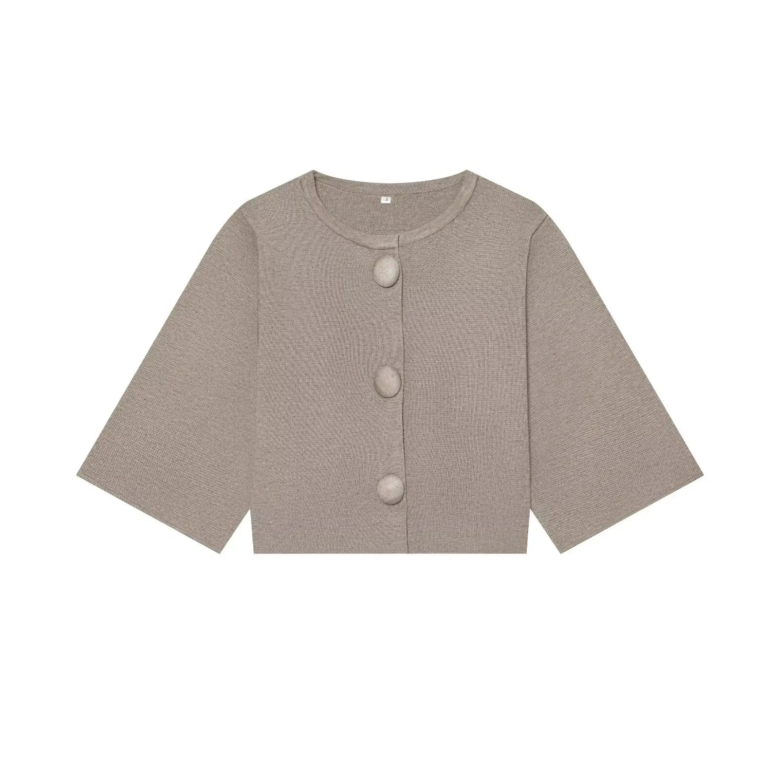 Button Knit Crop Top Summer French Sleeve Cardigan - Frimunt Clothing Co.