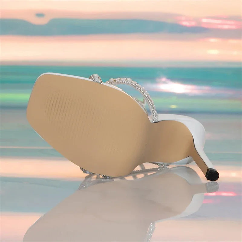 Crystal Ankle Wrap Strap Women Sandals Sexy Thin High Heels - Frimunt Clothing Co.