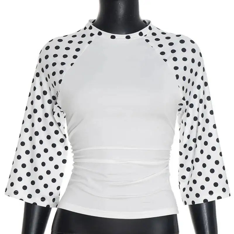 Women's Print Polka Dot T-shirt Mid Sleeve