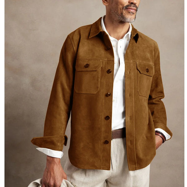 Men's Faux Suede Casual Single-breasted Jacket - Frimunt Clothing Co.