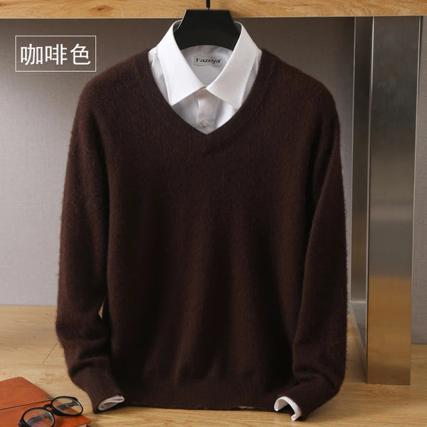 Men’s Merino Wool V-Neck Sweater – Classic Knitwear - Frimunt Clothing Co.