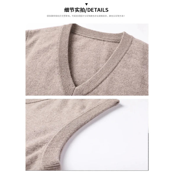 Men's 100% Wool Knit Vest Pullover Retro Style Classic