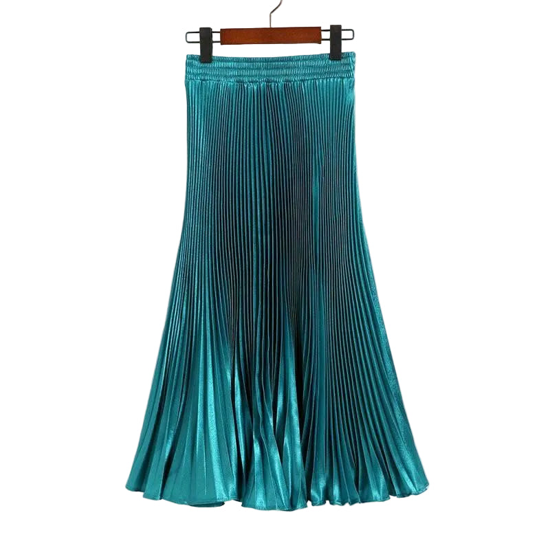 Elegant Long Pleated Bright Satin Skirts - Frimunt Clothing Co.