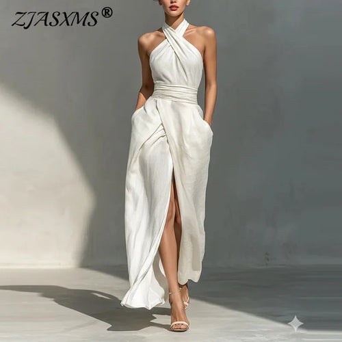 Criss Cross Halter Maxi Dress