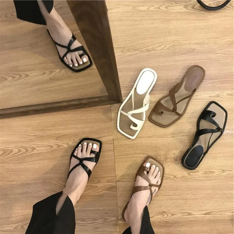 Clip Toe Flat Casual Non-slip Eco Leather Women's Summer Sandals - Frimunt Clothing Co.