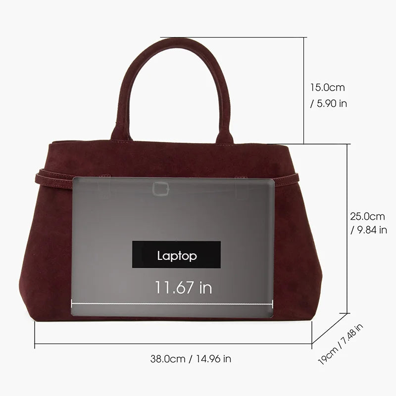 Natural Suede Handbag Large Capacity Top Handle with Removable Shoulder Strap 3 Colors - Frimunt Clothing Co.
