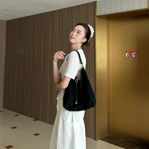 Aria Faux Suede Shoulder Bag Large Capacity - Frimunt Clothing Co.