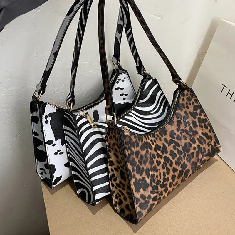 Fashion Zebra Print Women Luxury Handbag Eco Leather