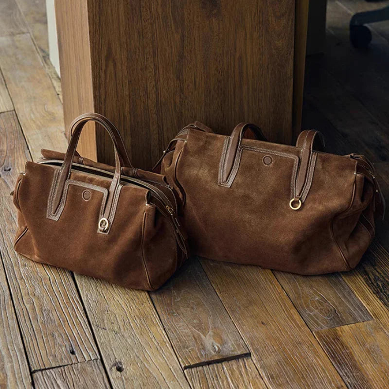 Eco Leather And Suede Boston Bag - Frimunt Clothing Co.