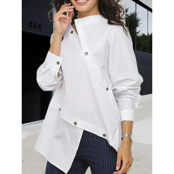 Women's Buttoned Long Sleeves Cotton Shirt Tops