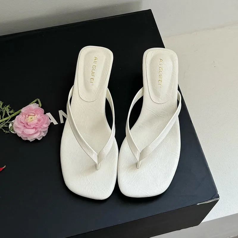 Women's 4CM Heels Thong Sandals Summer Casual