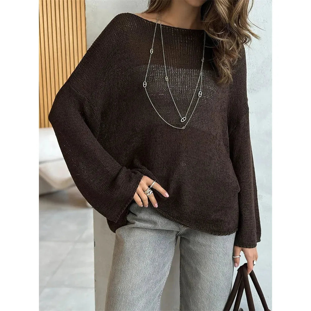 Long Sleeve Spring Knit Loose Pullover Sweater - Frimunt Clothing Co.