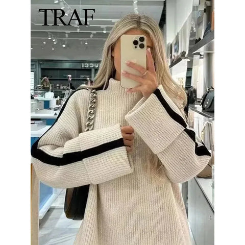 Women's Knit Pullovers Turtleneck Loose Sweater