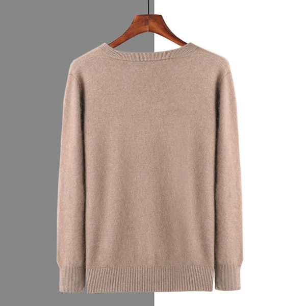 New Autumn Winter New Men's 100% Mink Cashmere Sweater V-Neck Knit Pullover