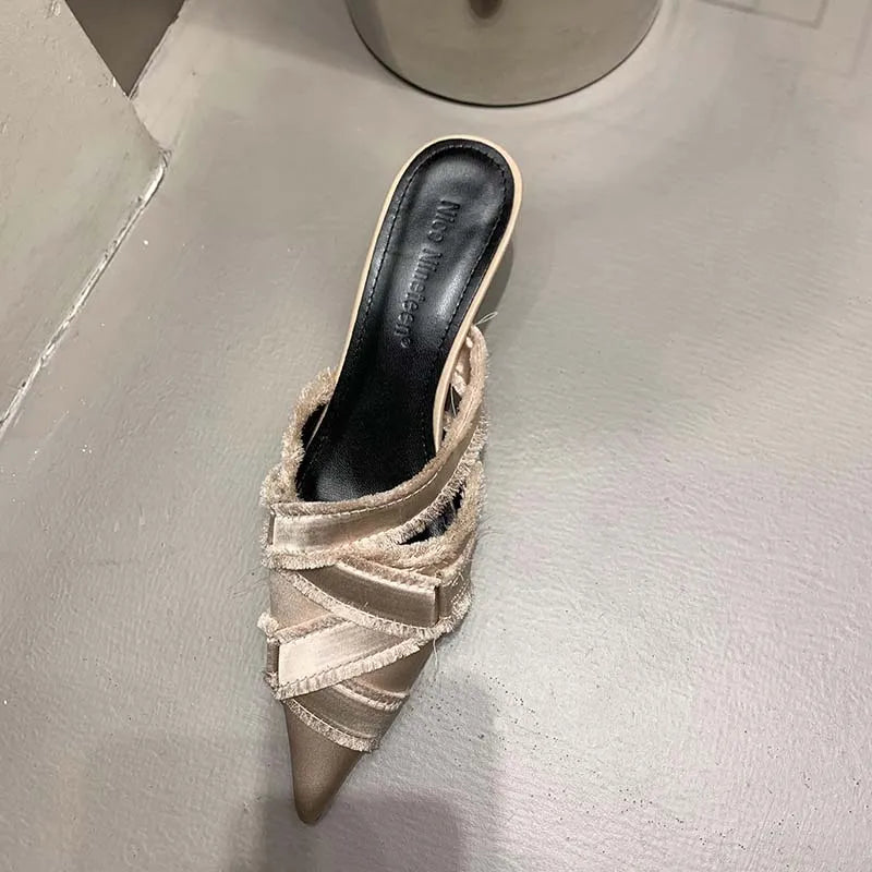 Women's Pointed Toe Kitten Heels Mules Spring Summer Fashion - Frimunt Clothing Co.