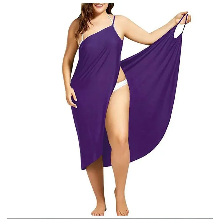 Women's Summer Beach Solid Color Wrap Dress Sun Protection Bikini Cover Up - Frimunt Clothing Co.