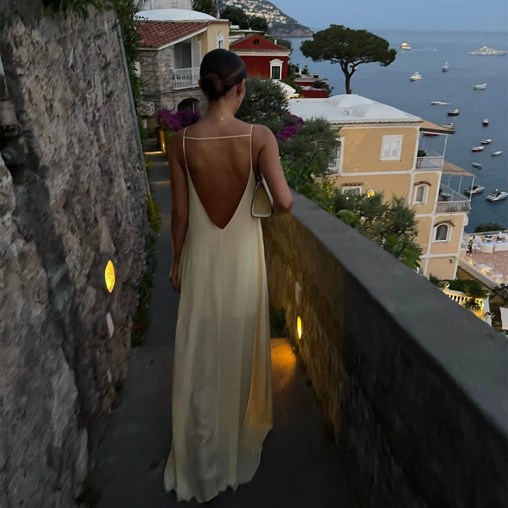 Summer Open Back Sleeveless Slip Maxi Dress - Frimunt Clothing Co.