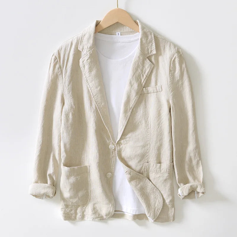 Men's Spring Summer 100% Linen Jacket Casual Men Blazers - Frimunt Clothing Co.