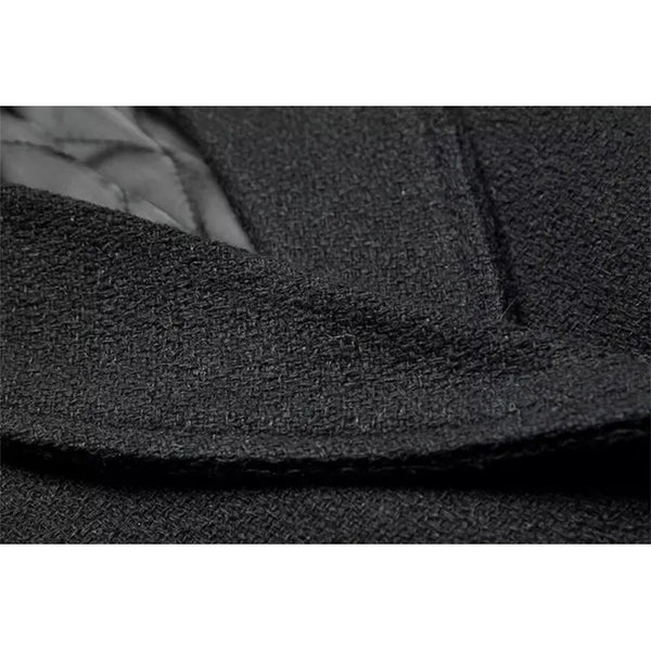 Women's Woolen Thick Coat Removable Fur Collar Strap Waist Glitter Splicing Long Coat