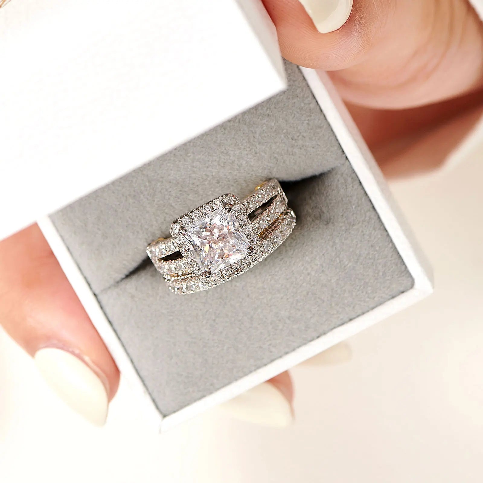 Sterling Silver, Rose Or Yellow Gold Accent Wedding Rings Set - Frimunt Clothing Co.