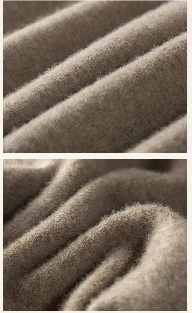 Women's Pure Warm Wool Knit Casual High-Waist Loose Hemmed Wide-Leg Fall-Winter Pants