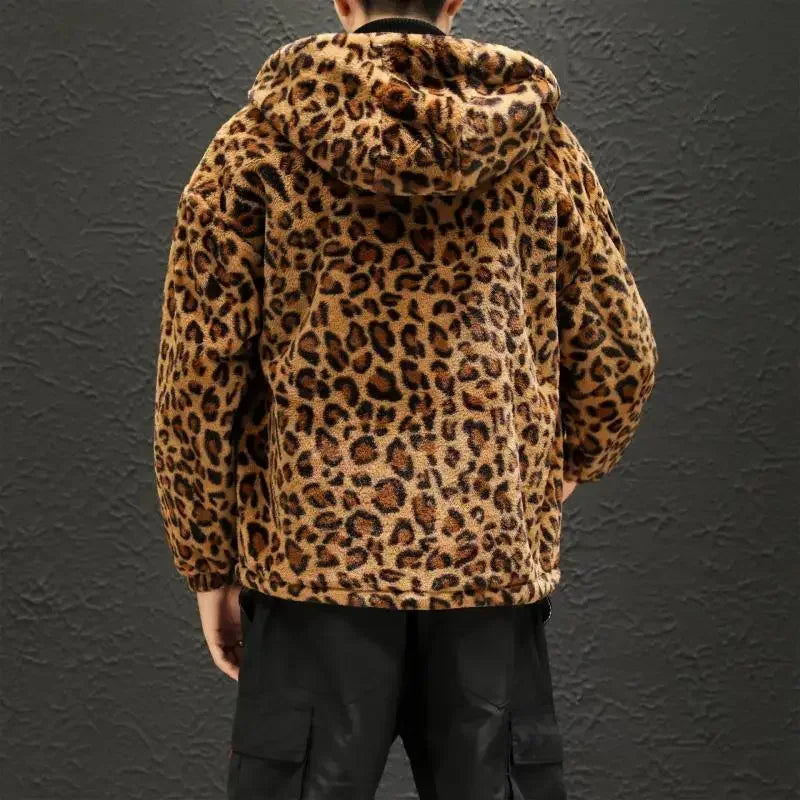 Autumn Winter Fashion Leopard Print Men's Zipper Hooded Casual Jacket - Frimunt Clothing Co.
