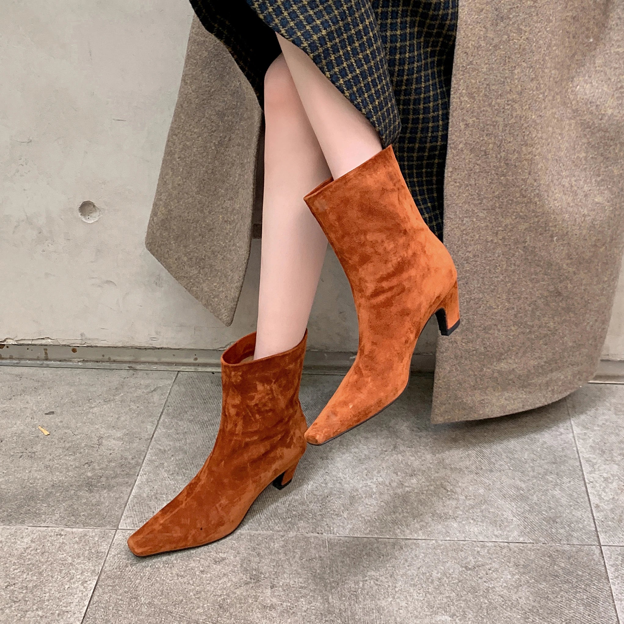 Women Ankle Boots Low Heel Genuine Leather Ankle Autumn Winter Boots - Frimunt Clothing Co.