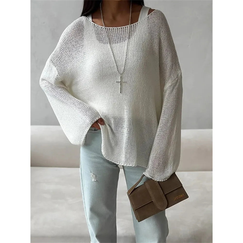 Long Sleeve Spring Knit Loose Pullover Sweater - Frimunt Clothing Co.