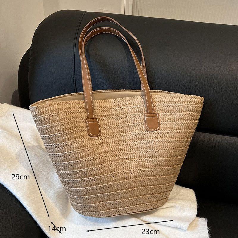 Large Capacity Rattan Handmade Beach Tote Bags Assorted Styles - Frimunt Clothing Co.
