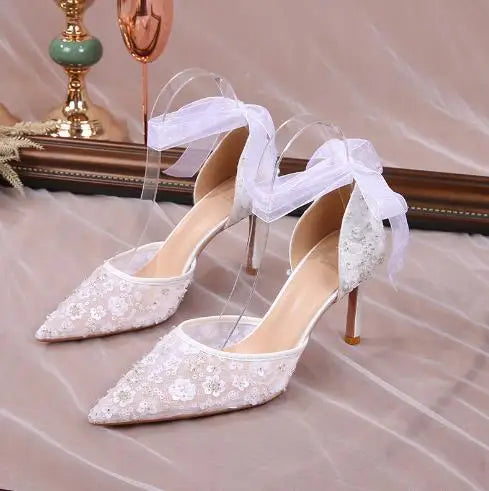 Retro Style Women's Lace Pumps High Heels