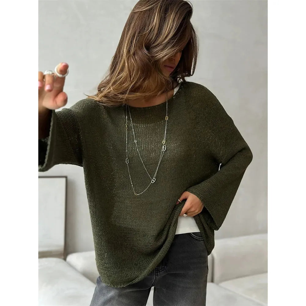 Long Sleeve Spring Knit Loose Pullover Sweater - Frimunt Clothing Co.