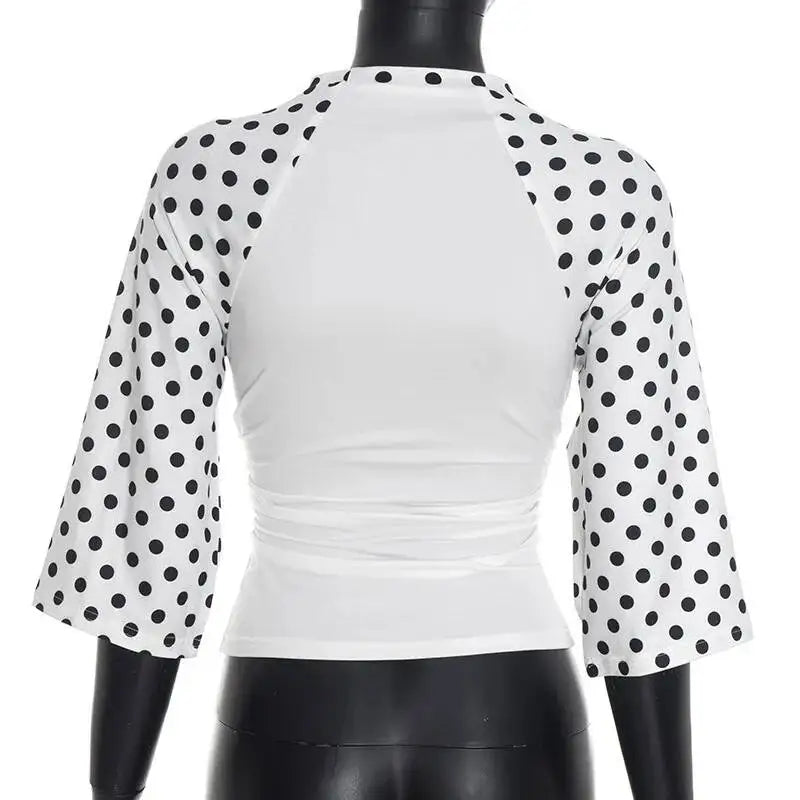 Women's Print Polka Dot T-shirt Mid Sleeve