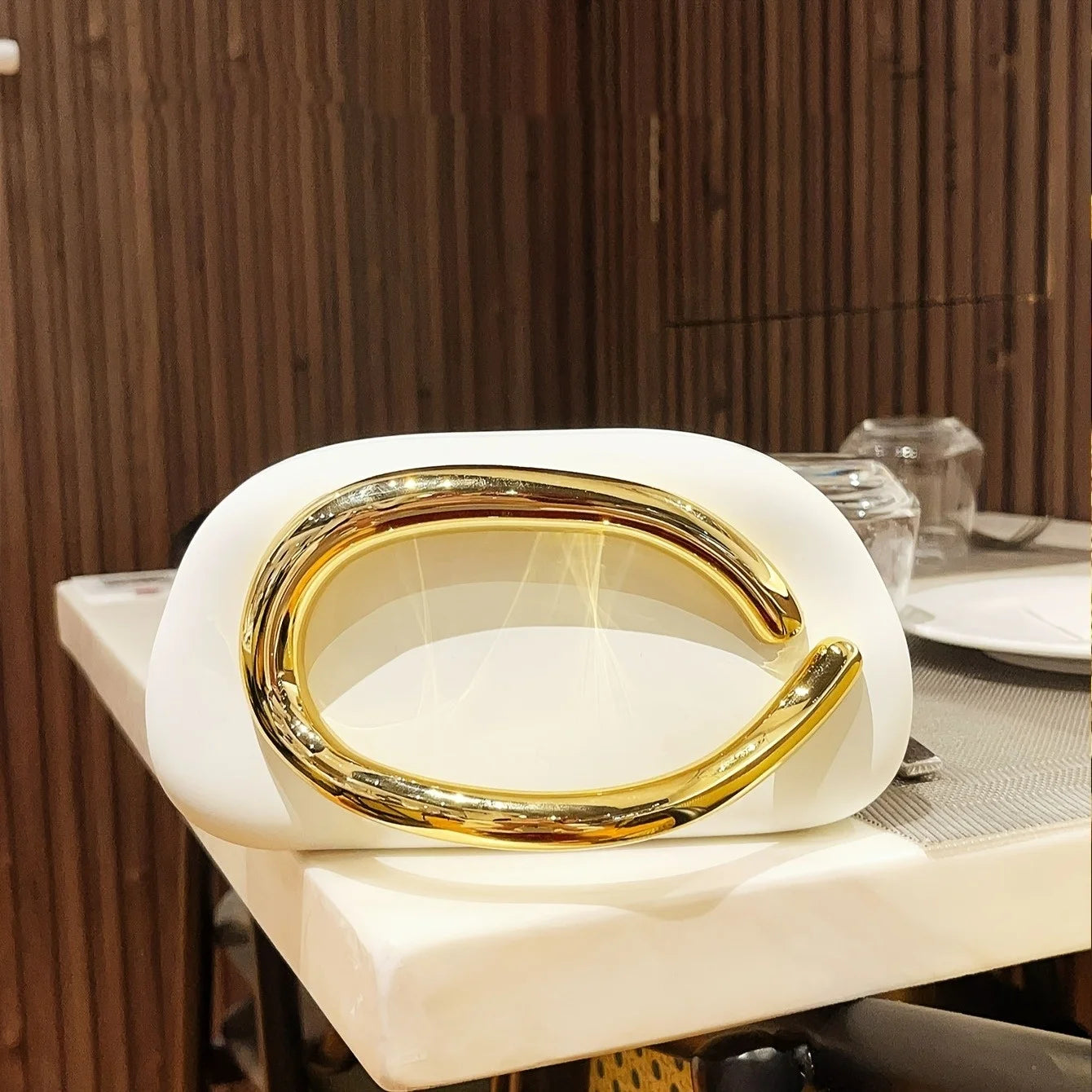 Women's Metal Handle Box Clutch Bag Evening Wedding Party Handbag