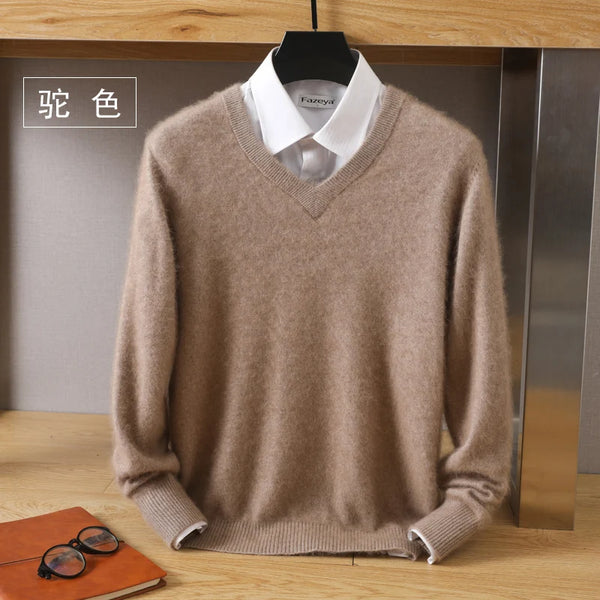 Men’s Merino Wool V-Neck Sweater – Classic Knitwear - Frimunt Clothing Co.