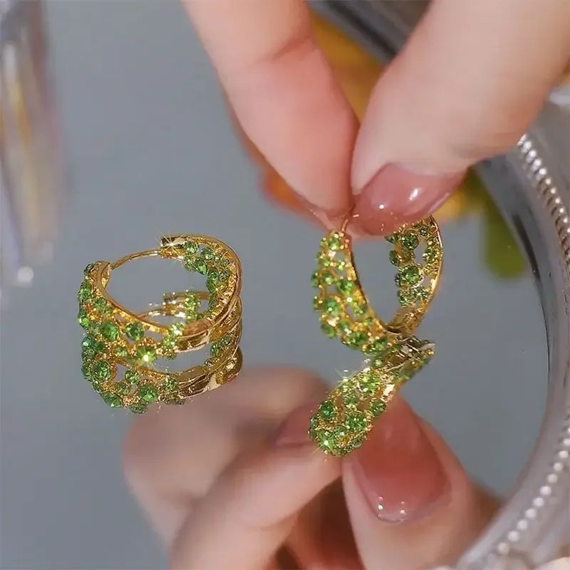 New Design Luxury Zircon Big Heart Wedding Earrings Crystal Leaves - Frimunt Clothing Co.